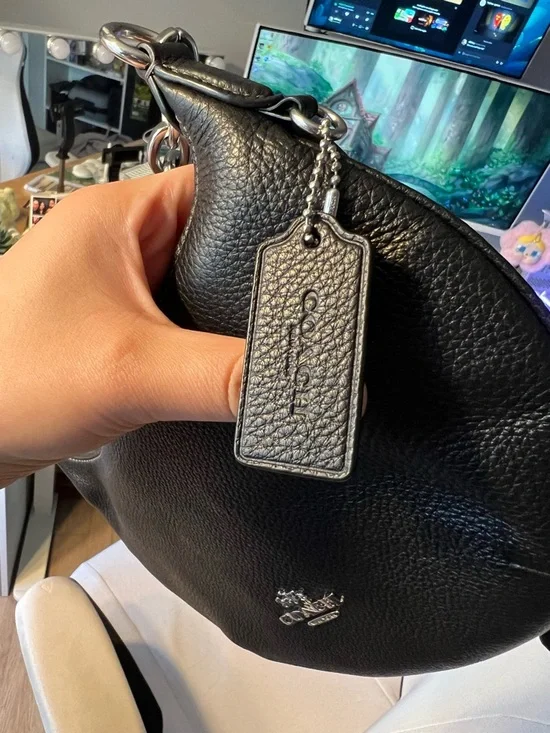 Coach Black Pebbled Leather Crescent Shoulder Bag with Silver Hardware - Picture 2 of 3